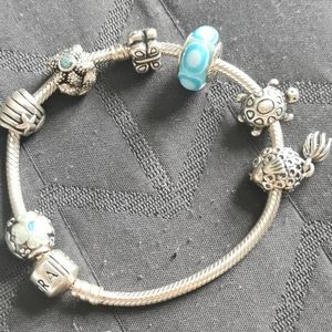 Pandora 925 silver bracelet with 7 elements, sea style